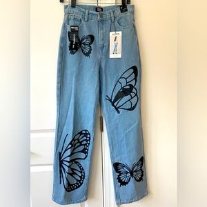 Never Worn Butterfly Super High Rise Baggy Jeans